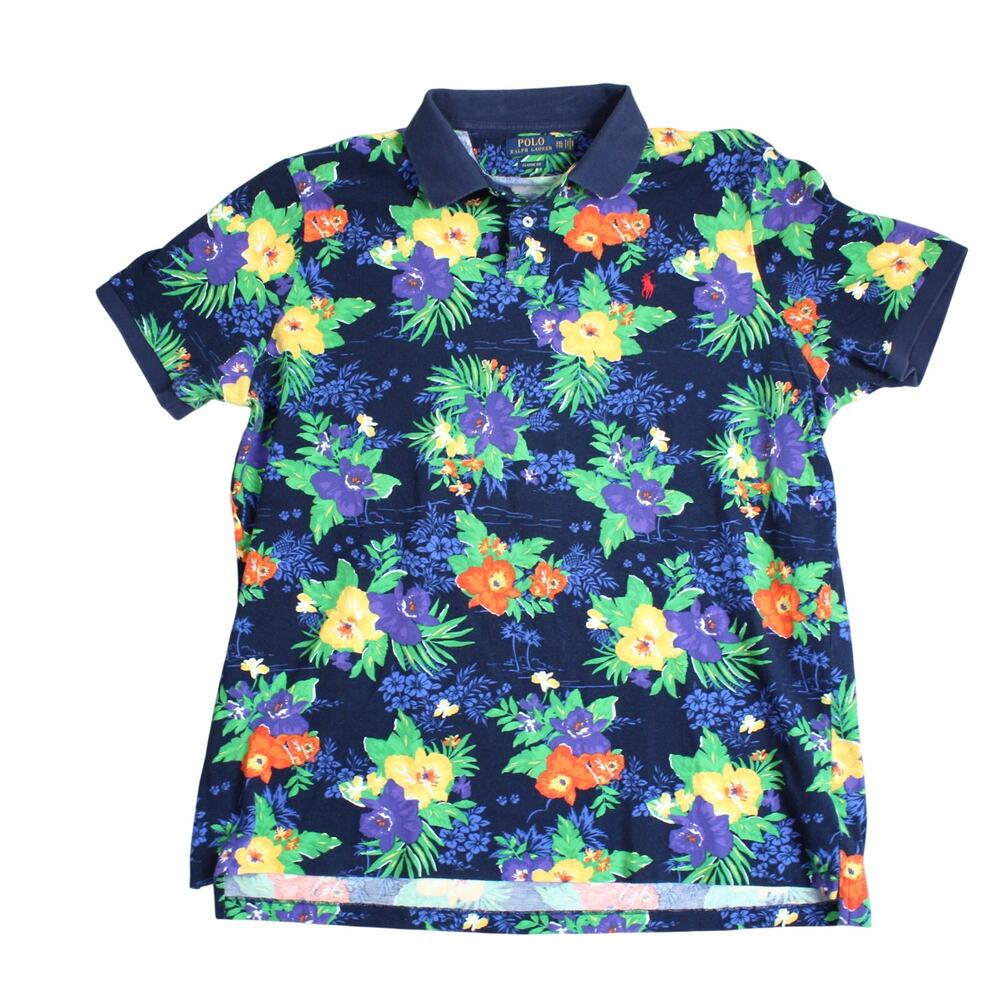 Polo Ralph Lauren Hawaiian Polo Shirt Mens XXL Blue Classic Fit Floral Preppy